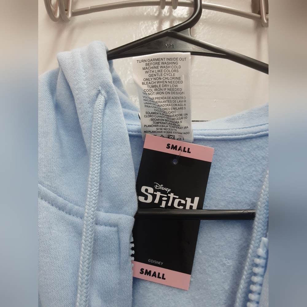 NWT!!! Disney Brand Baby Blue Stitch Zip Hoodie. Size S - Picture 9 of 10